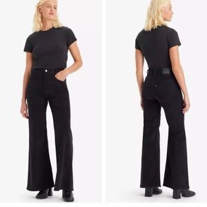 Levi's Women's Black Ribcage Bell High-Rise Flare-Leg Corduroy Jeans Sz 31× 32